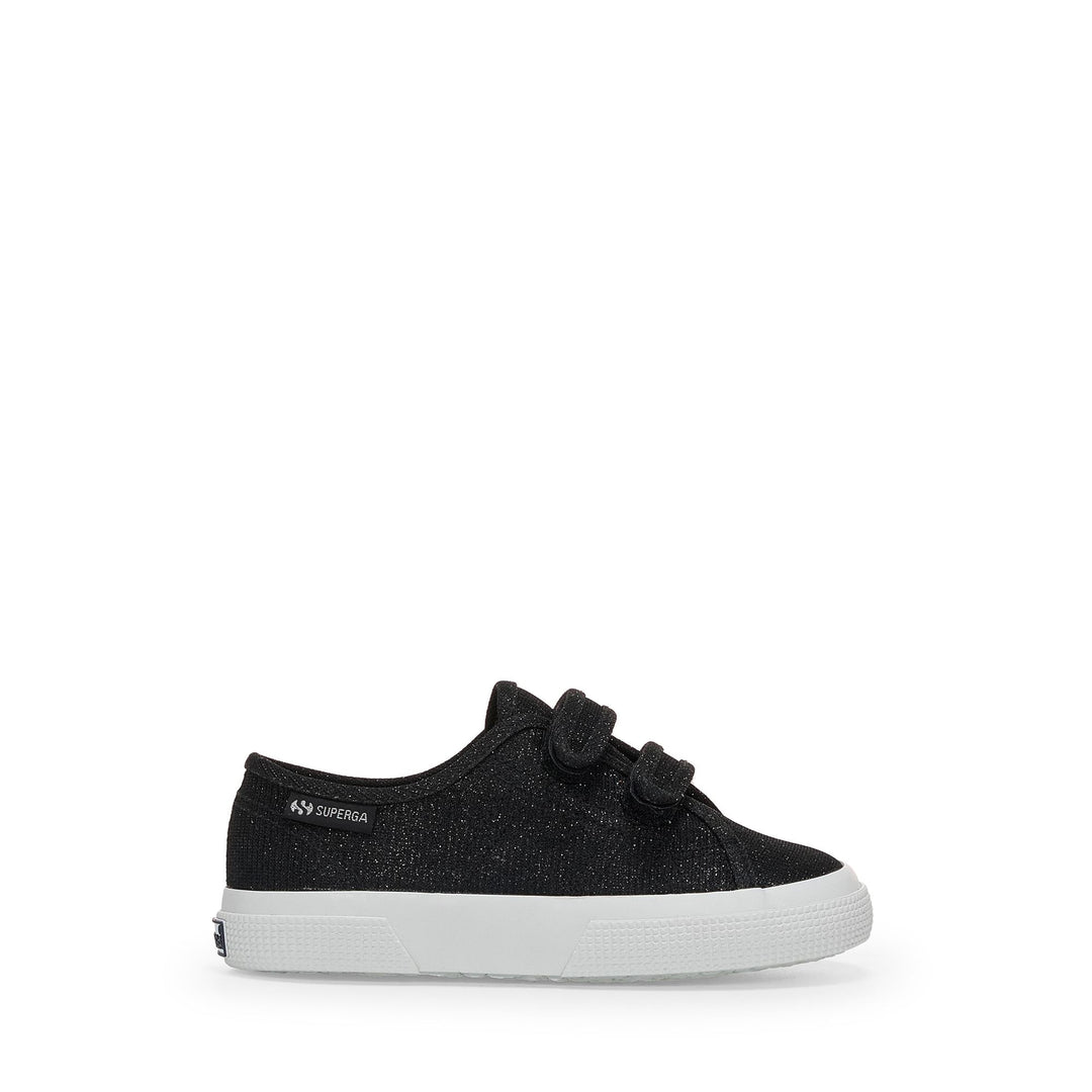 Girl's Low Cut Black Sneakers with Jersey Lamé Upper 01