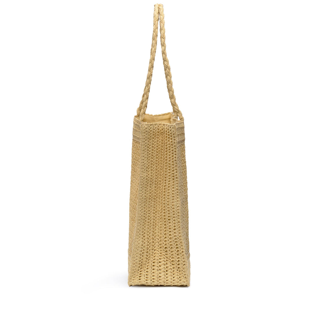Woman's Tote Bag Beige Raffia with Cotton Lining main