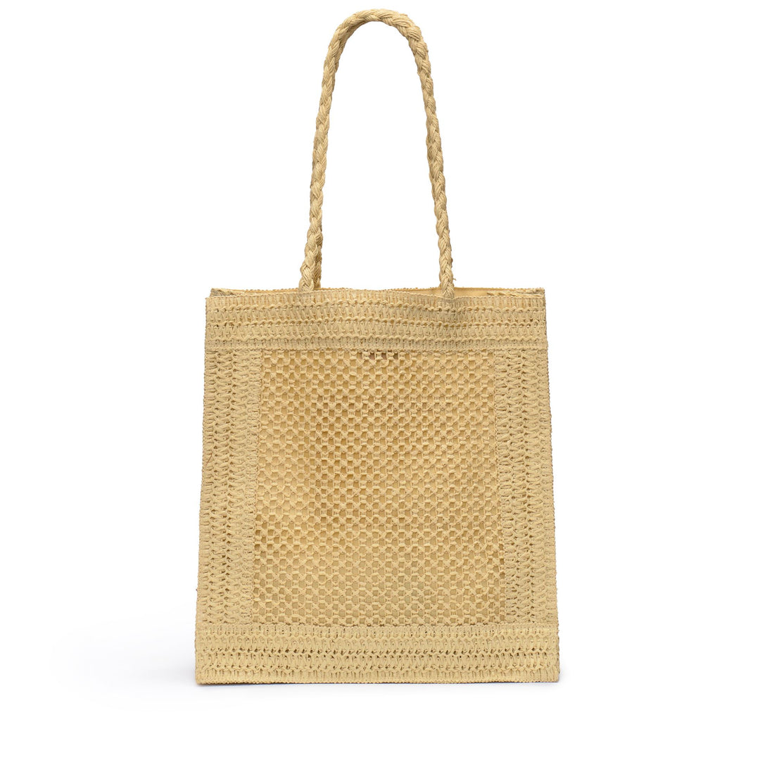 Woman's Tote Bag Beige Raffia with Cotton Lining main