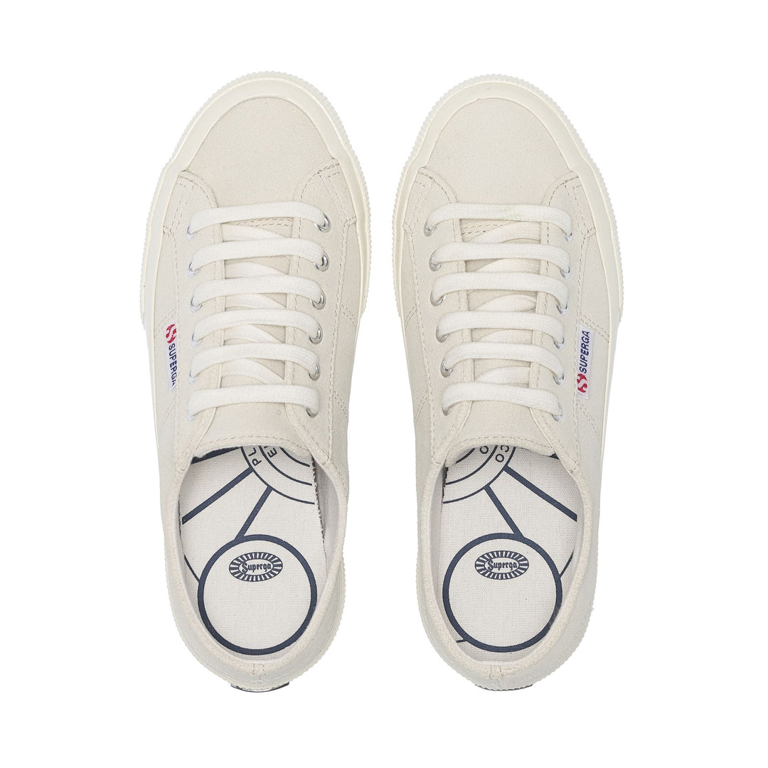 Unisex White Low Cut Sneakers with Suede Upper main