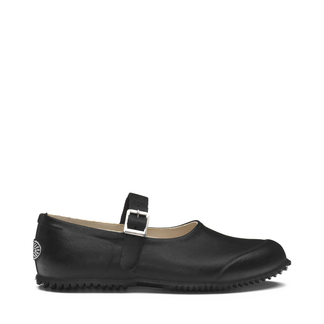 Woman's Black Rubber Ballerina with Cotton Lining 01
