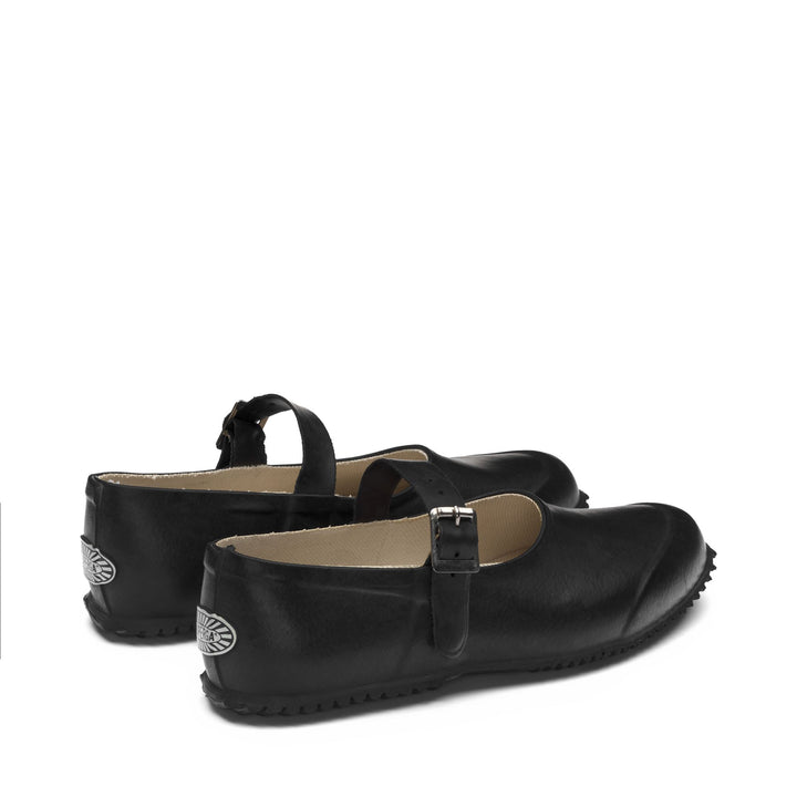 Woman's Black Rubber Ballerina with Cotton Lining 3