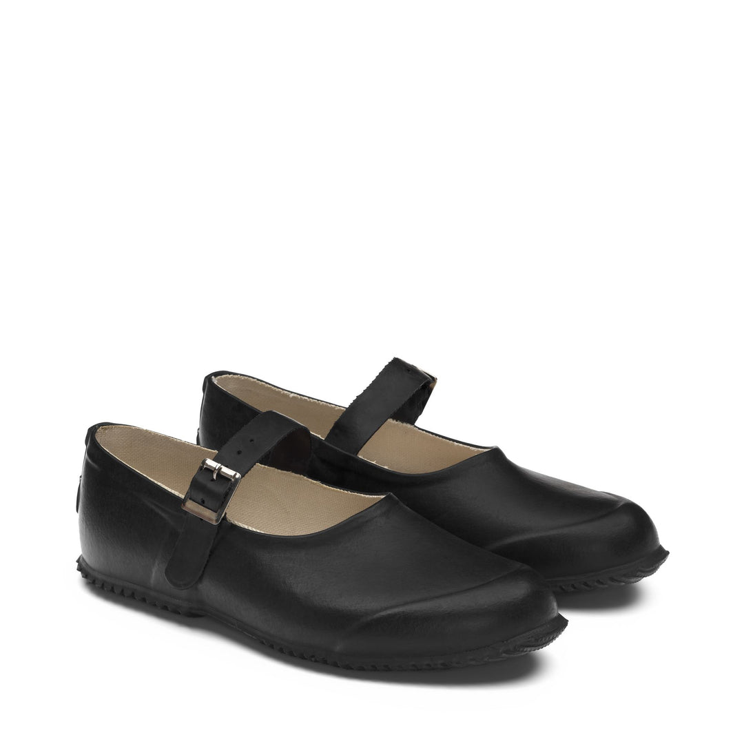 Woman's Black Rubber Ballerina with Cotton Lining main