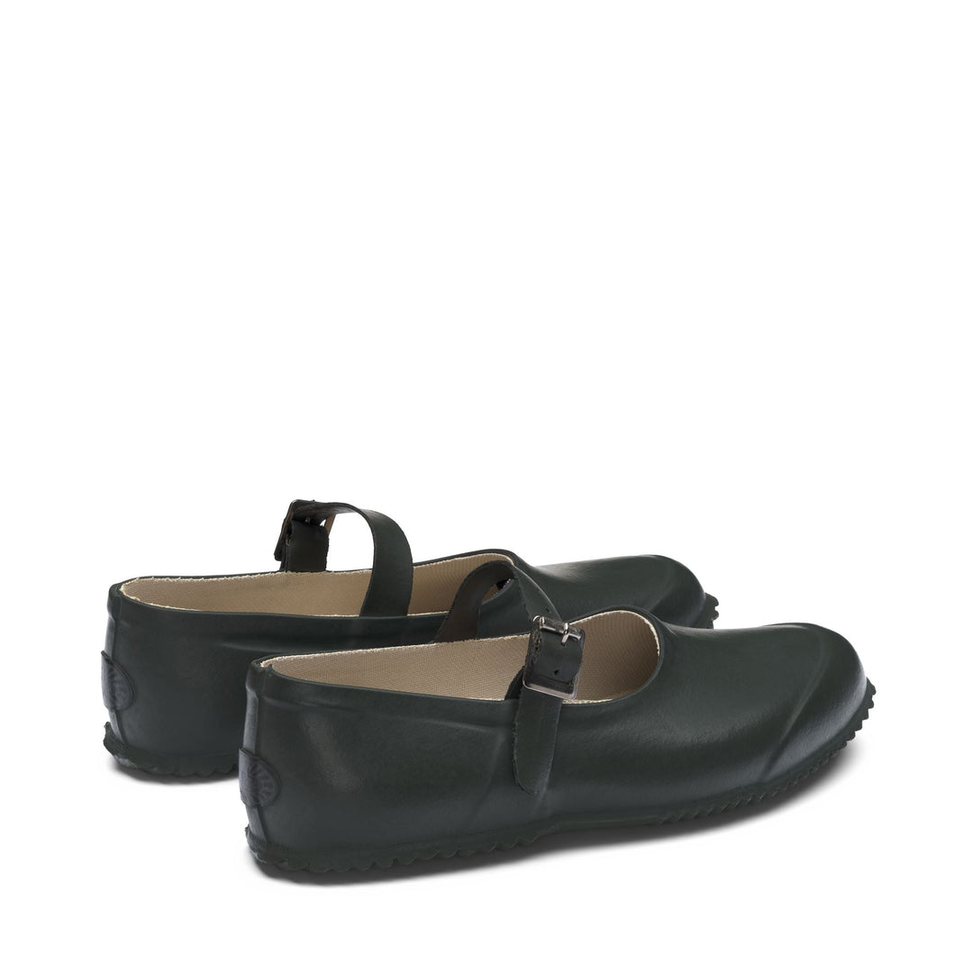Woman's Green Rubber Ballerina with Cotton Lining main