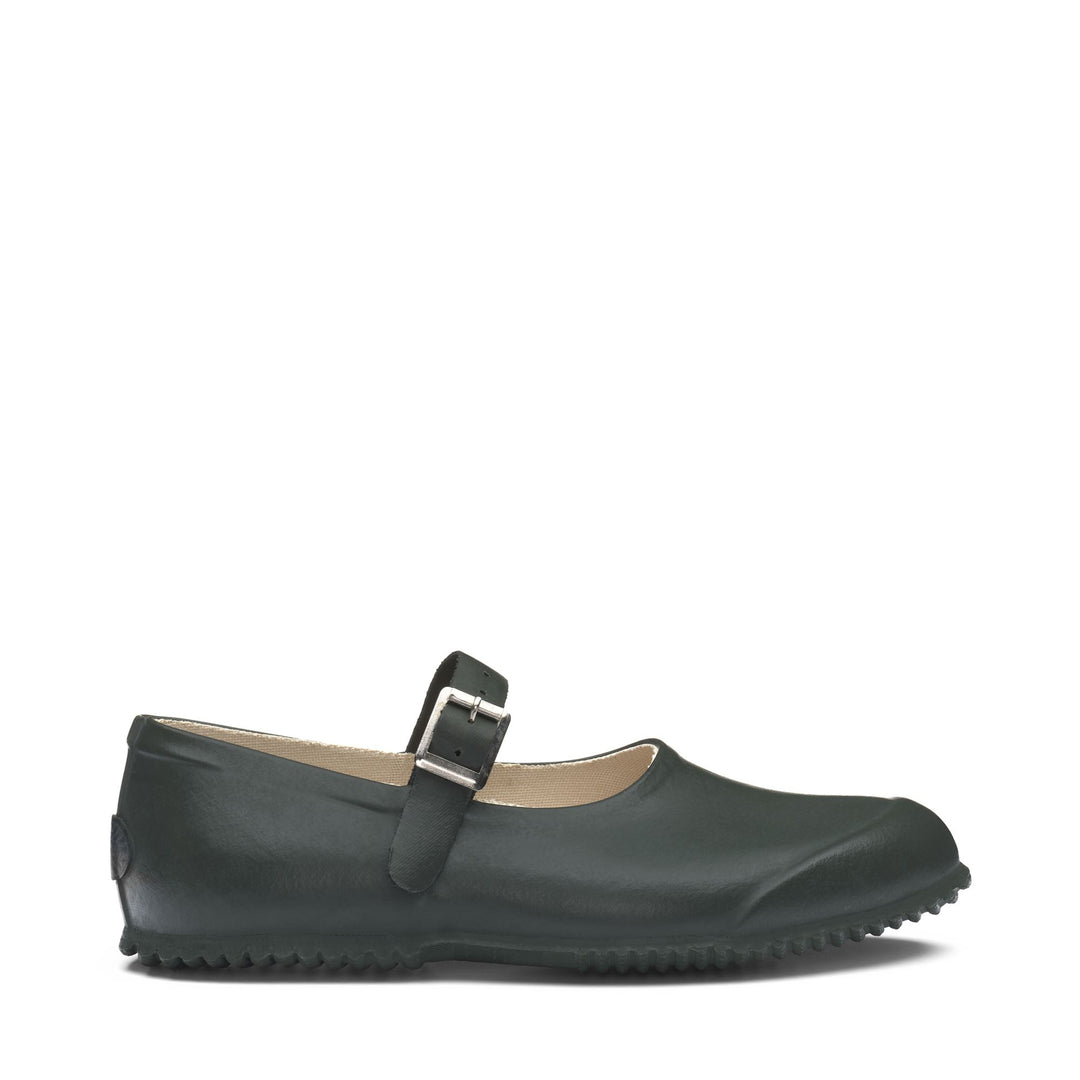 Woman's Green Rubber Ballerina with Cotton Lining 01