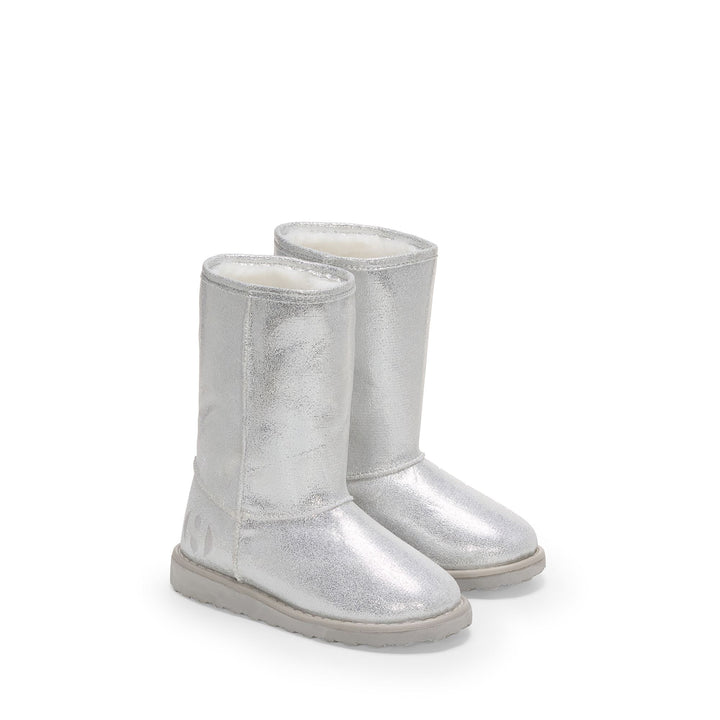 Silberne Mädchenstiefel mit Obermaterial aus Lamé-Mikrofaser 2