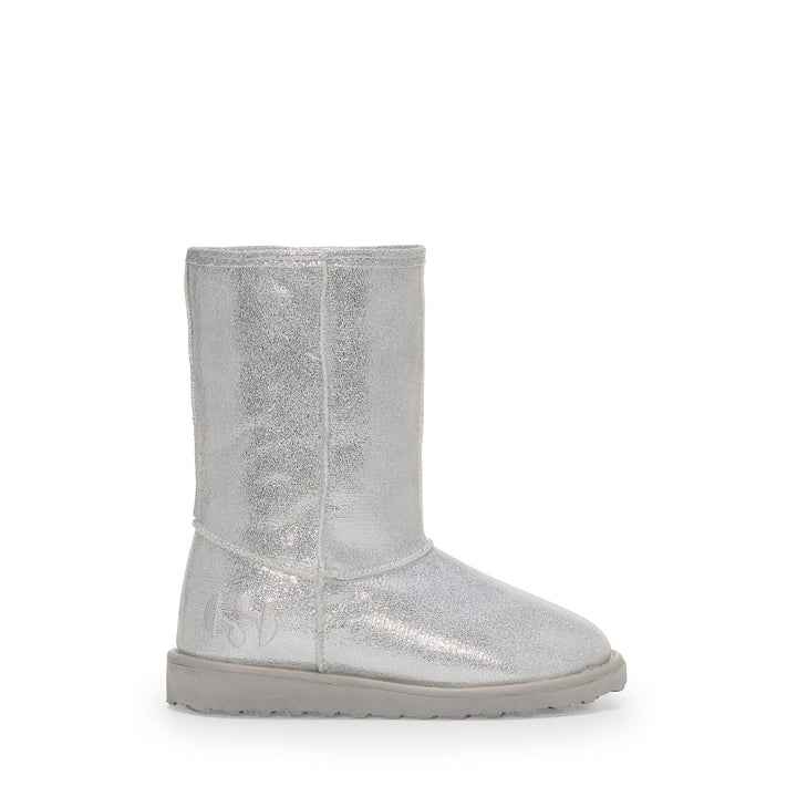 Silberne Mädchenstiefel mit Obermaterial aus Lamé-Mikrofaser 1