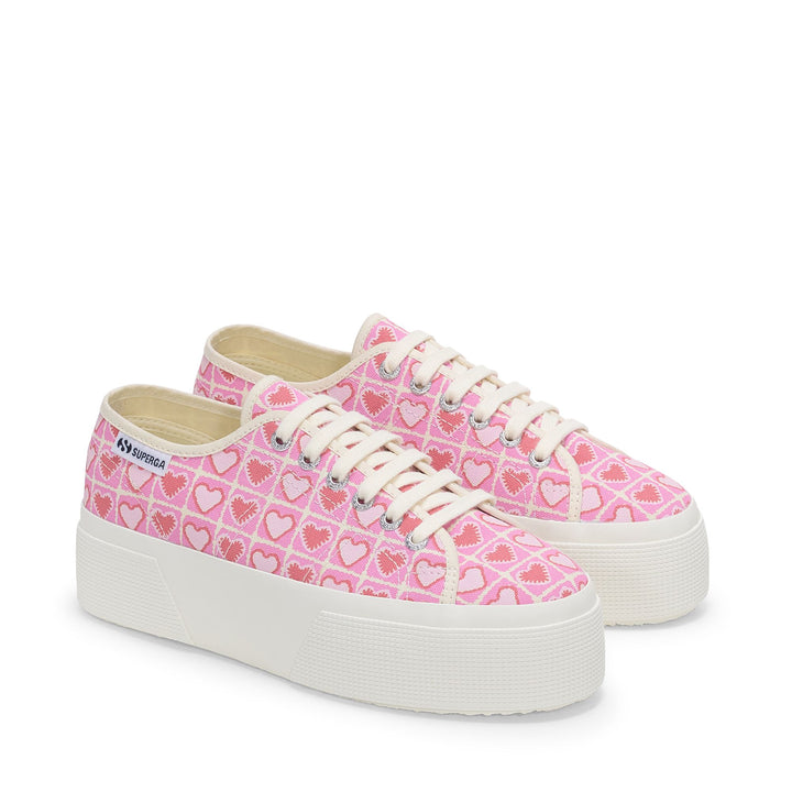 Woman's Platform Pink Sneakers with Cotton Upper 2