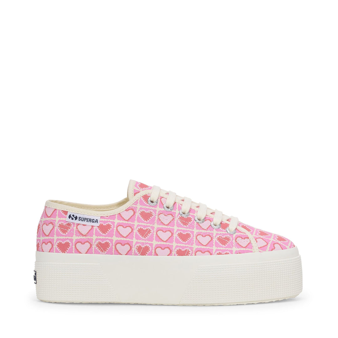 Woman's Platform Pink Sneakers with Cotton Upper 01