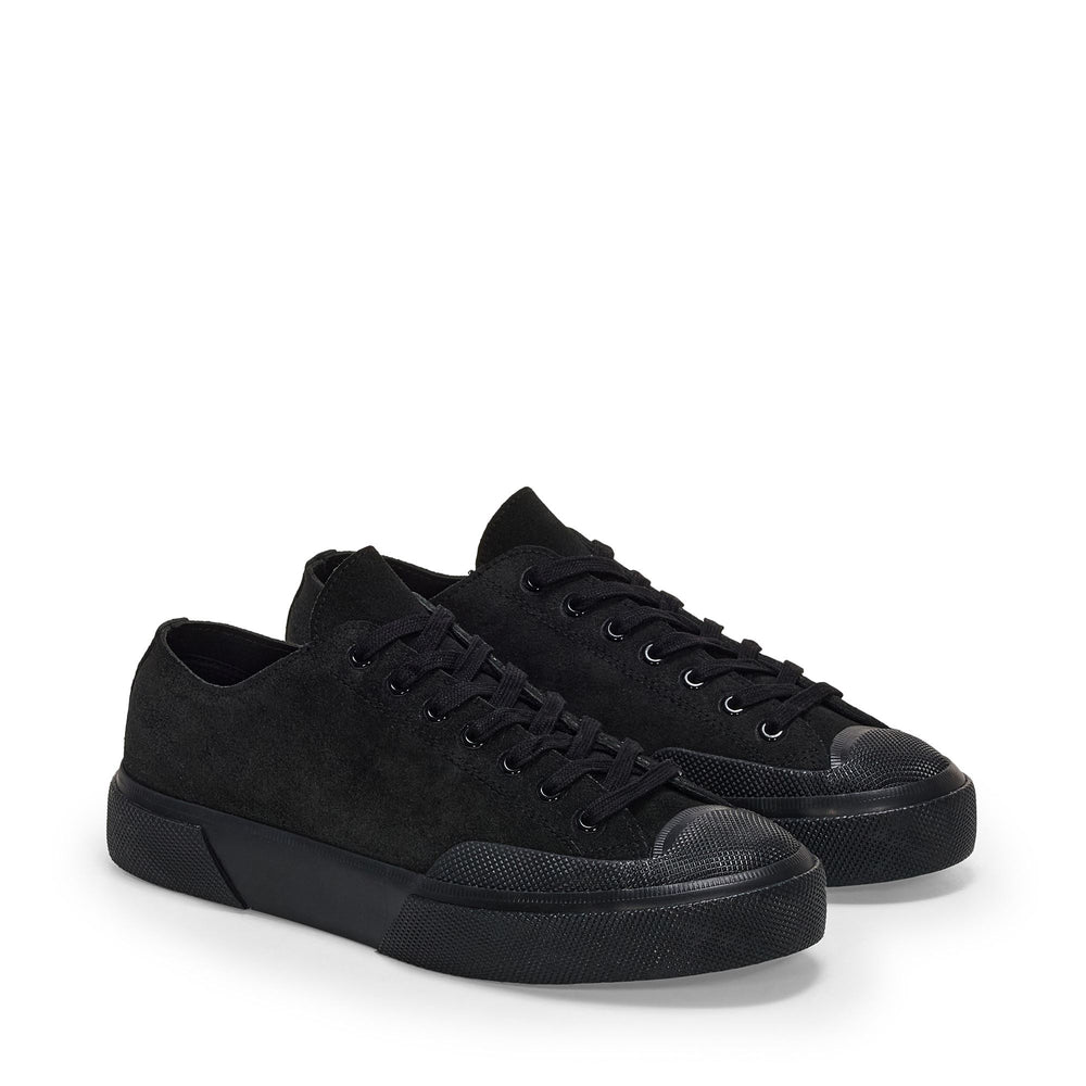 Unisex Low Cut Sneakers in Full Black with Suede Upper 02