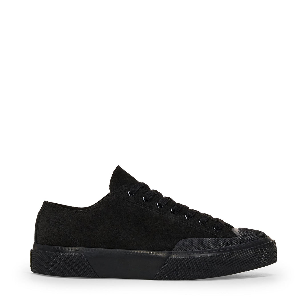 Unisex Low Cut Sneakers in Full Black with Suede Upper 01