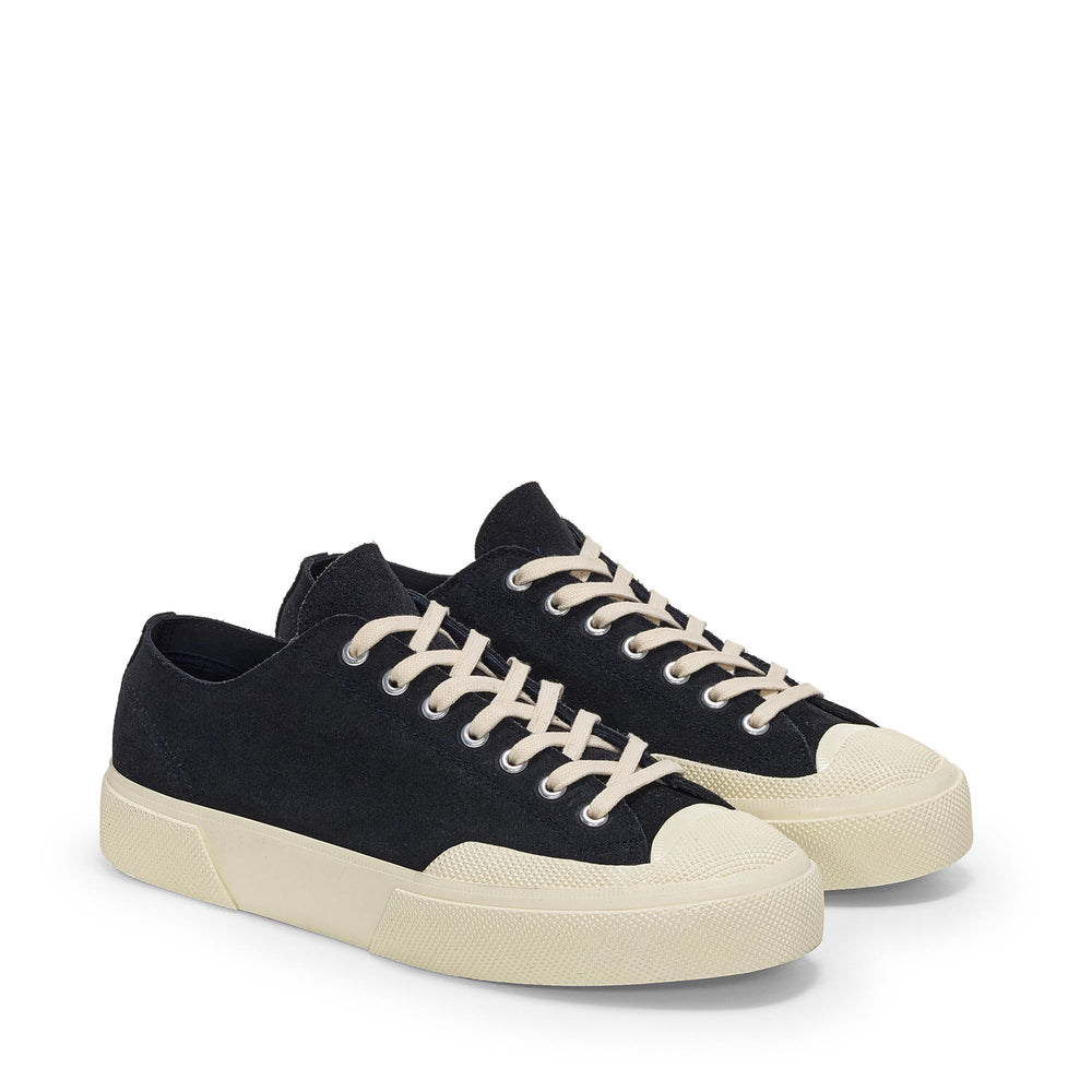 Unisex Navy Low Cut Sneakers with Suede Upper 02