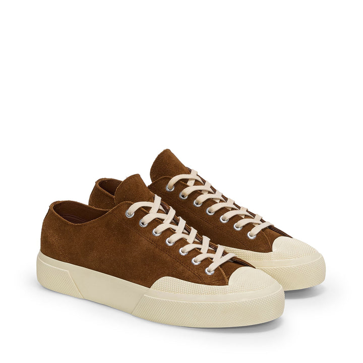 Baskets basses unisexes marron avec tige en daim 2