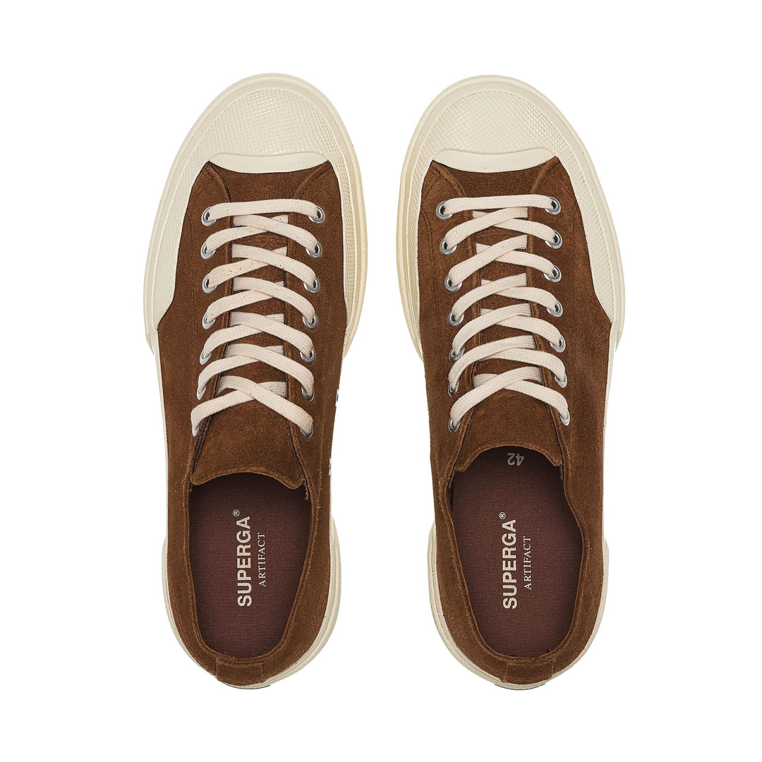 Baskets basses unisexes marron avec tige en daim main