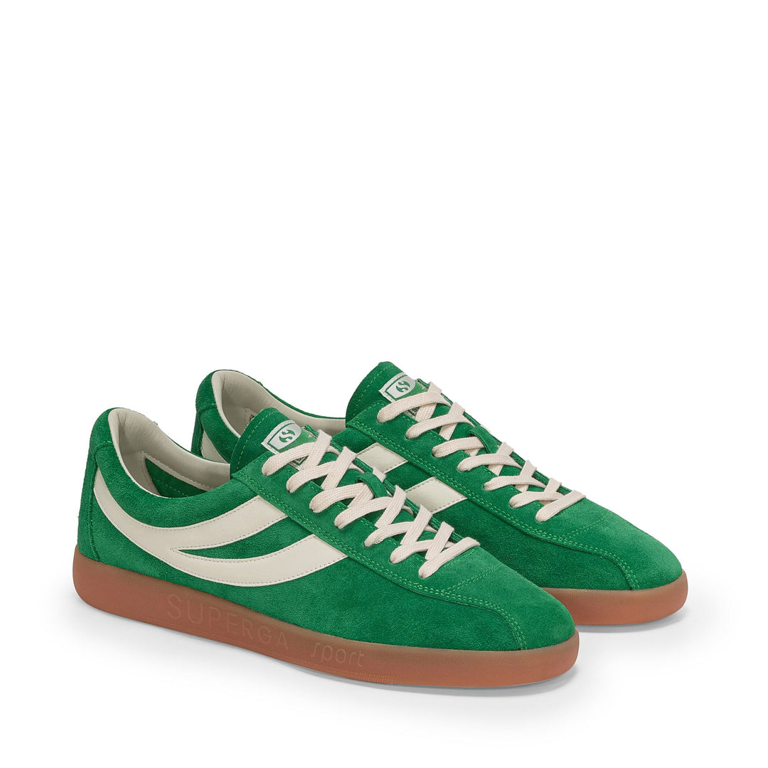 Unisex Low Cut Sneakers Green with Suede Upper main