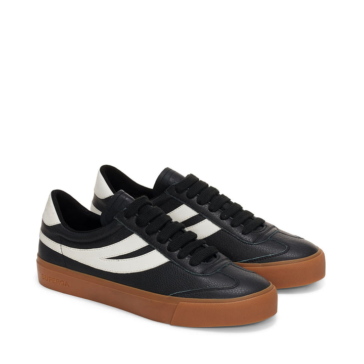 Schwarze Low-Cut-Sneakers mit Obermaterial aus Leder 2