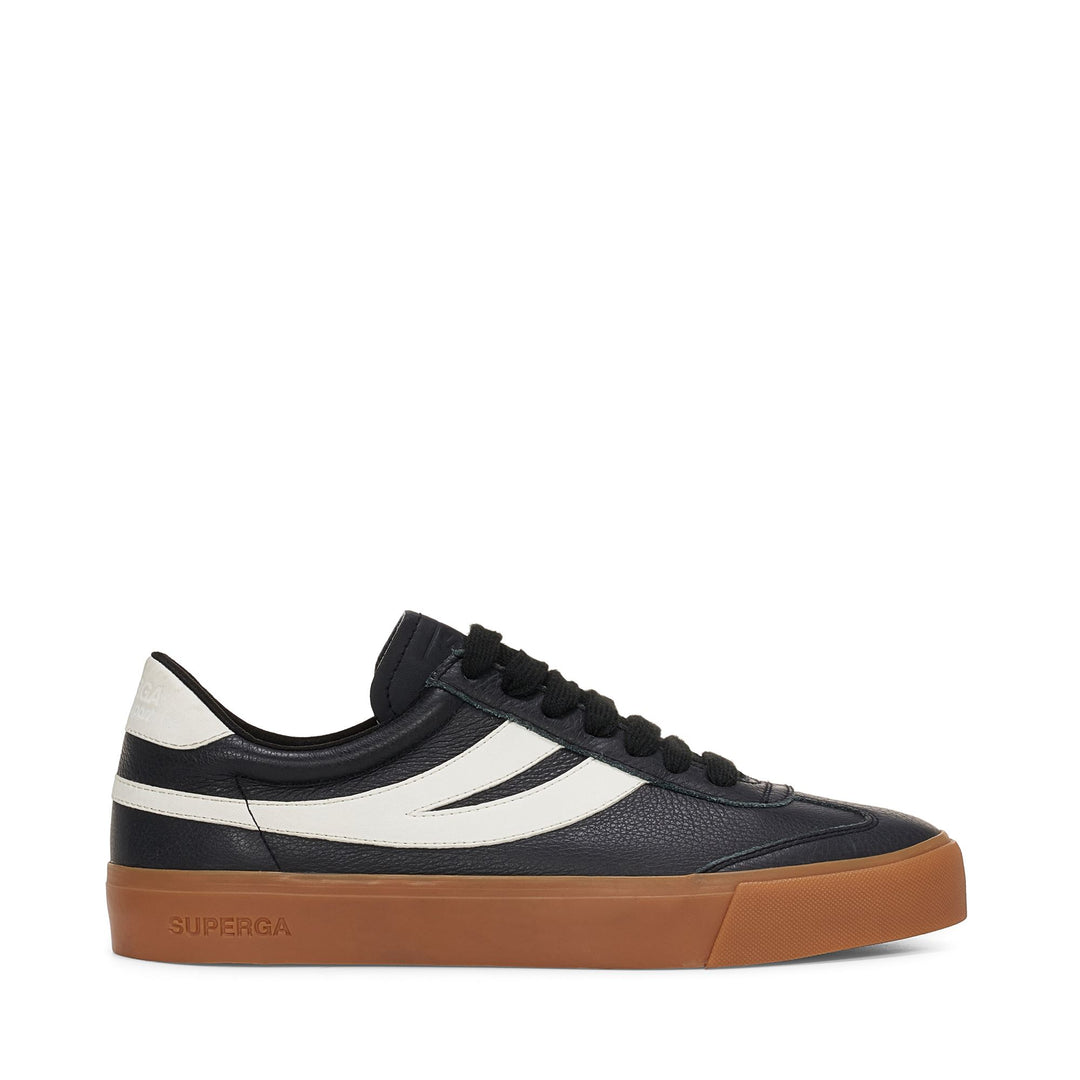 Unisex Black Low Cut Sneakers with Leather Upper 01