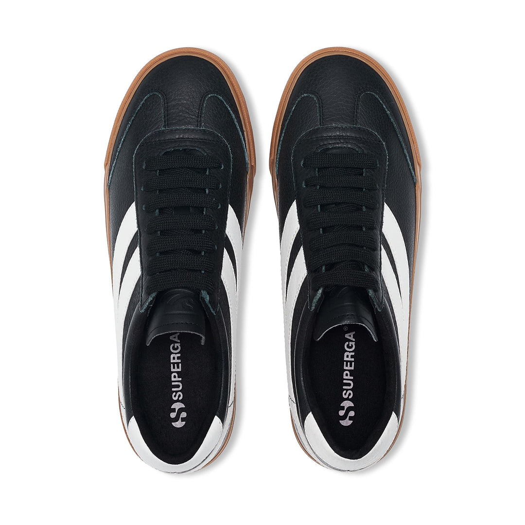 Schwarze Low-Cut-Sneakers mit Obermaterial aus Leder main