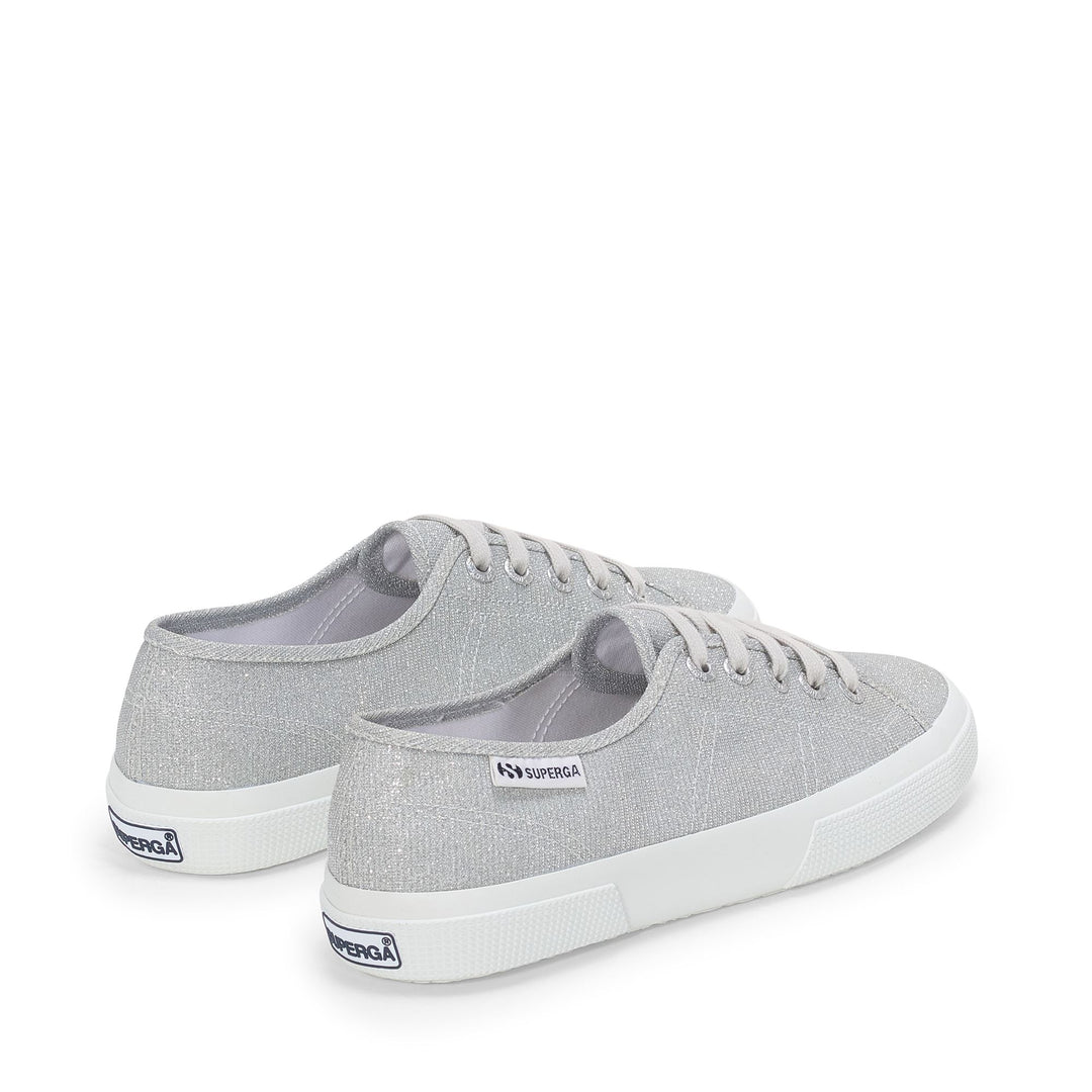 Baskets basses grises pour femme avec tige en jersey lamé main