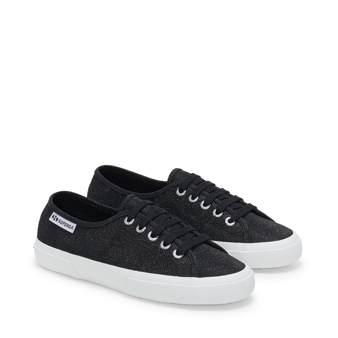 Baskets basses noires pour femme avec tige en jersey lamé main