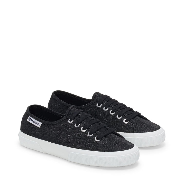 Baskets basses noires pour femme avec tige en jersey lamé 2