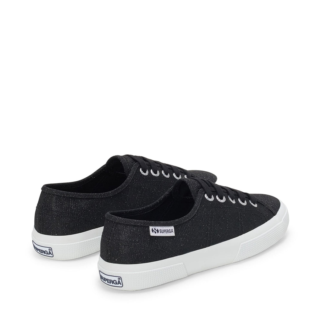 Baskets basses noires pour femme avec tige en jersey lamé main