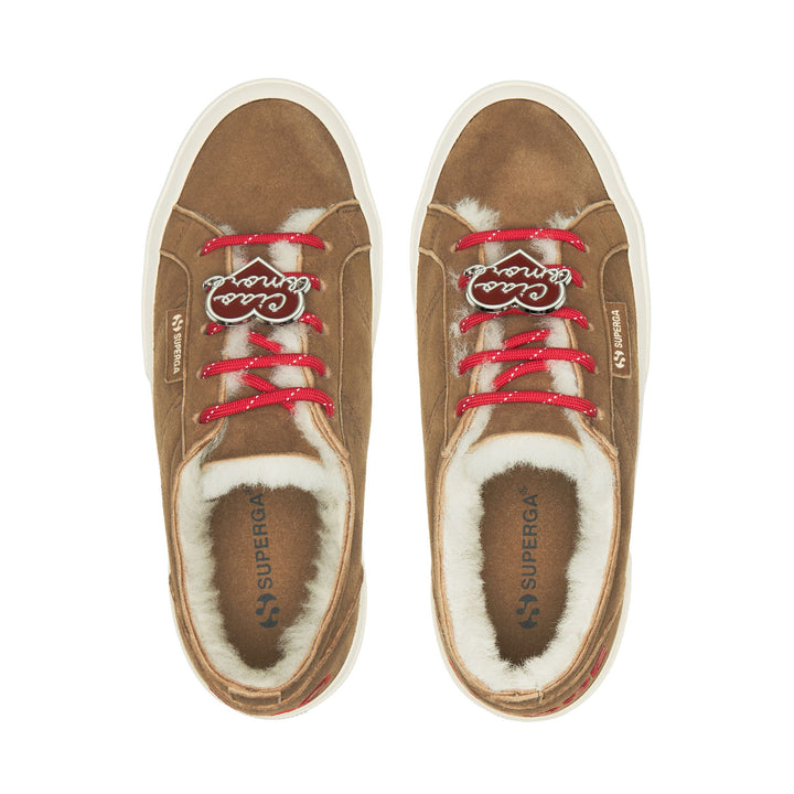 2750 SHEARLING - Le Superga - Tiefer Ausschnitt - Frau - Brown Curcuma-FOff White 4