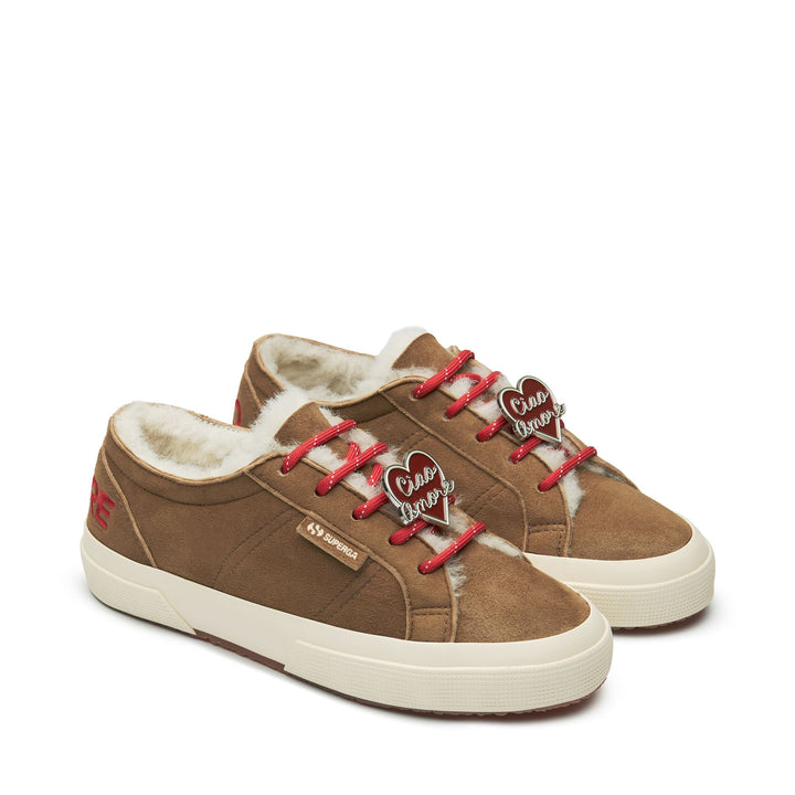 2750 SHEARLING - Le Superga - Tiefer Ausschnitt - Frau - Brown Curcuma-FOff White 2