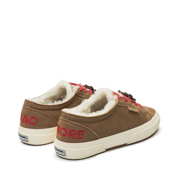 2750 SHEARLING - Le Superga - Tiefer Ausschnitt - Frau - Brown Curcuma-FOff White 3