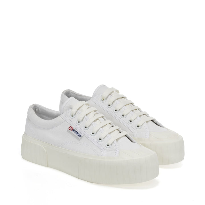 Woman's Platform White Sneakers with Cotton Upper 2
