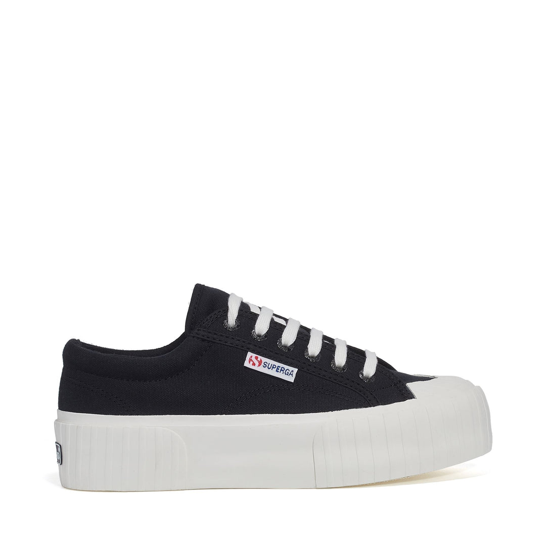Woman's Black Platform Sneakers with Cotton Upper 01