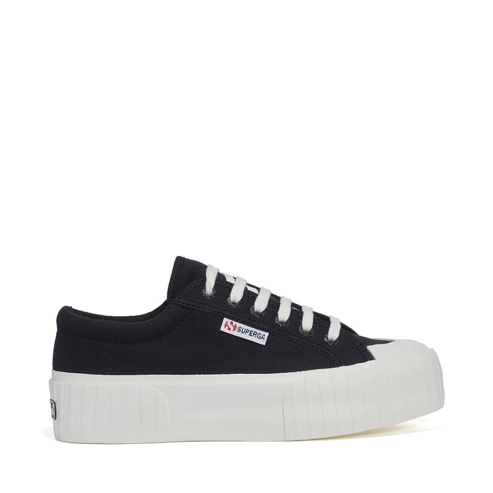 Schwarze Plateau-Sneakers für Damen mit Obermaterial aus Baumwolle 1