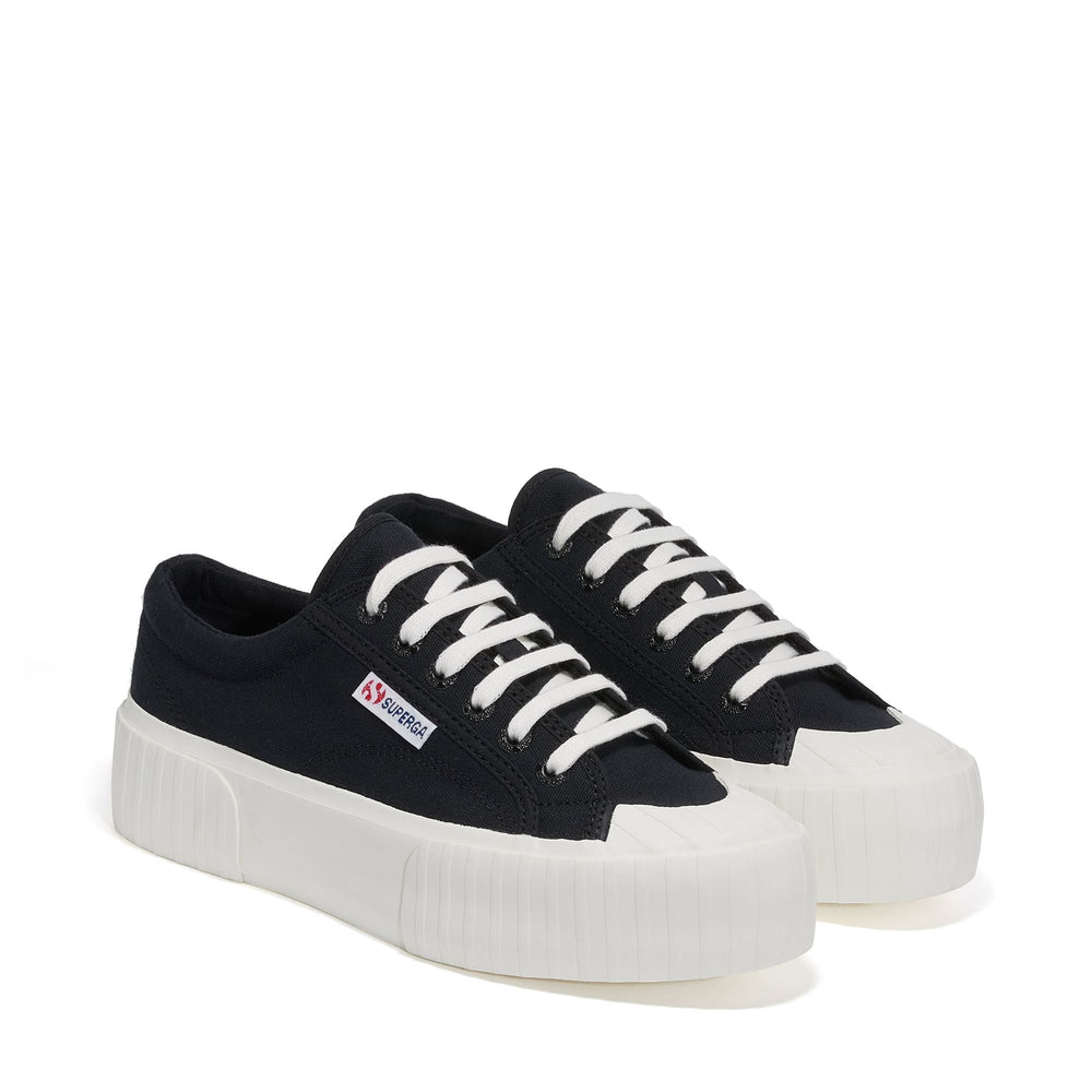 Woman's Black Platform Sneakers with Cotton Upper 02