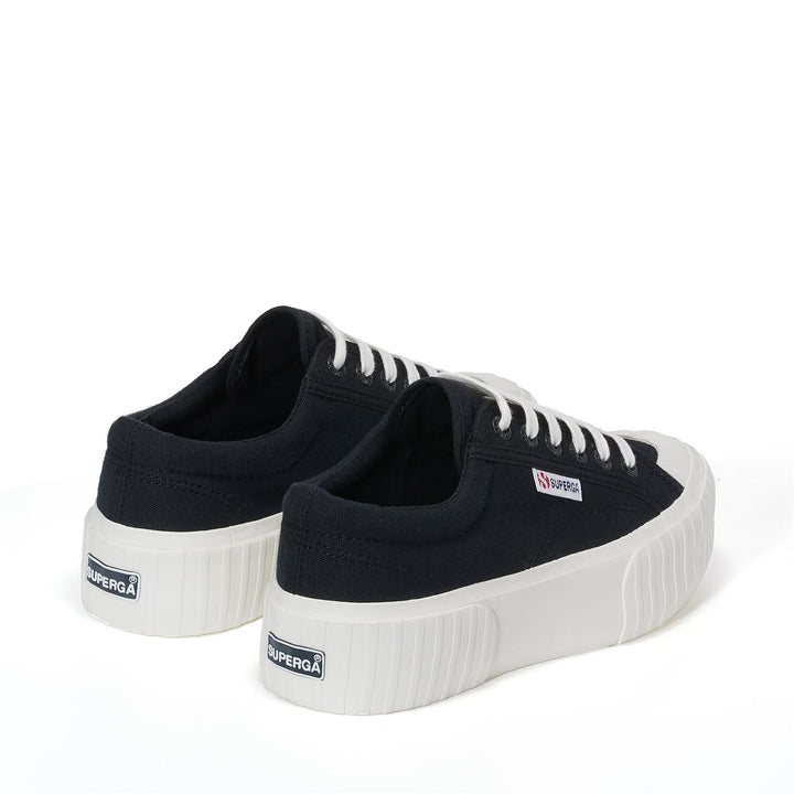 Schwarze Plateau-Sneakers für Damen mit Obermaterial aus Baumwolle 3