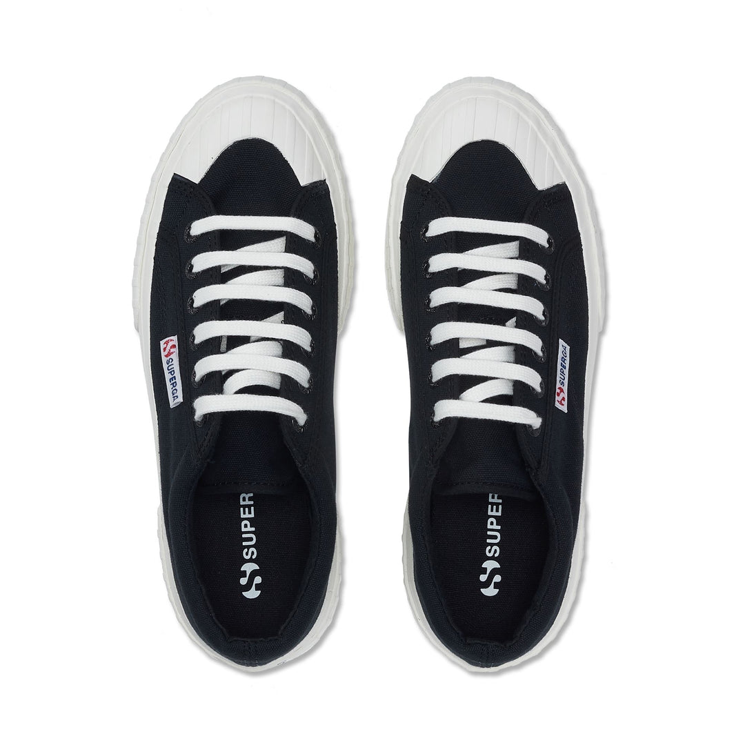 Schwarze Plateau-Sneakers für Damen mit Obermaterial aus Baumwolle main