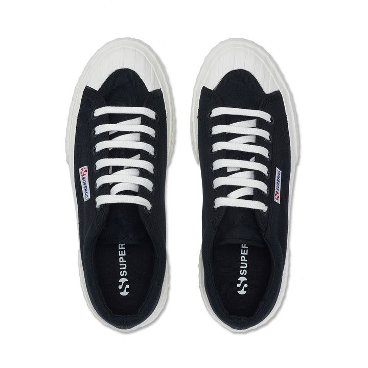 Schwarze Plateau-Sneakers für Damen mit Obermaterial aus Baumwolle 4