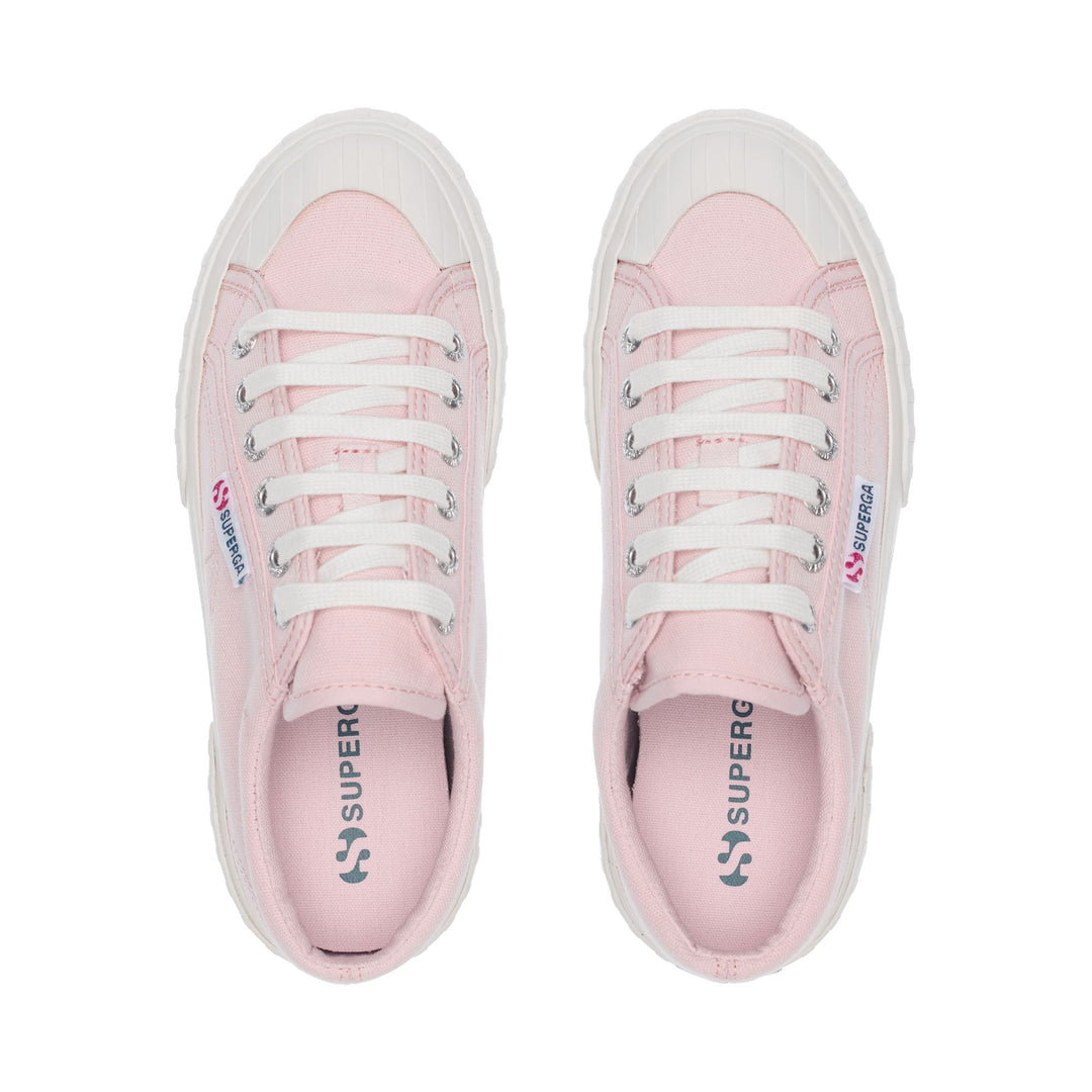 Rosa Plateau-Sneakers für Damen mit Obermaterial aus Baumwolle main