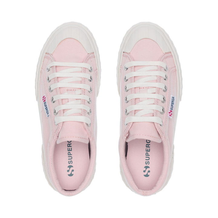 Rosa Plateau-Sneakers für Damen mit Obermaterial aus Baumwolle 4