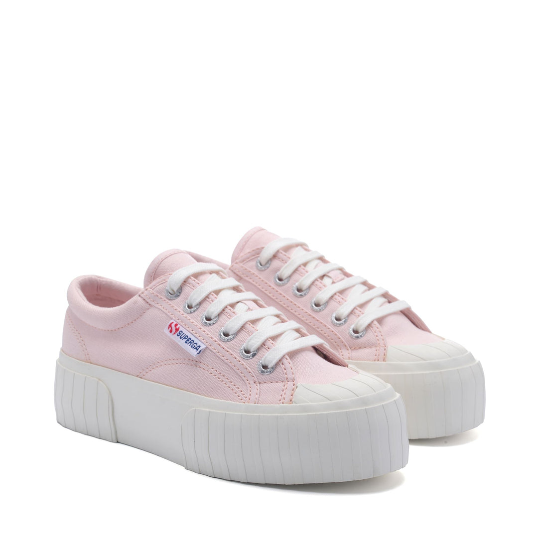 Rosa Plateau-Sneakers für Damen mit Obermaterial aus Baumwolle main