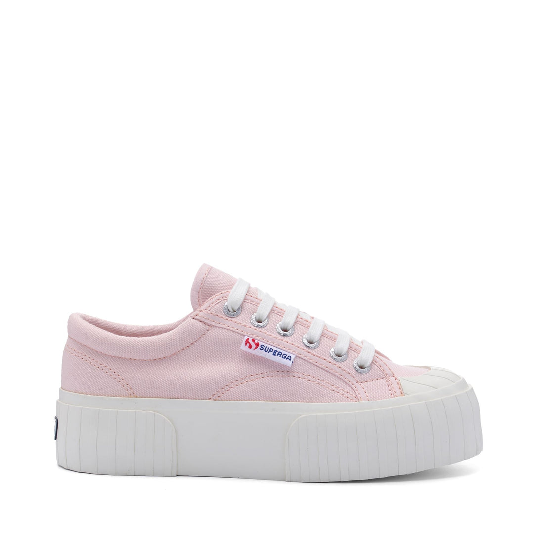 Woman's Pink Platform Sneakers with Cotton Upper 01