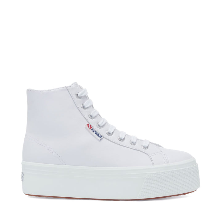 Woman's Platform Optical White Sneakers with Nappa Leather Upper 1