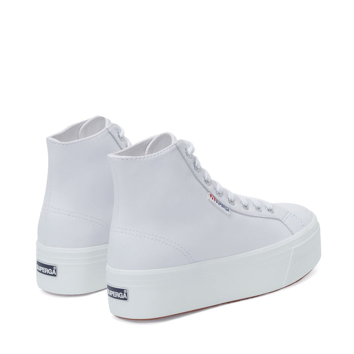 Woman's Platform Optical White Sneakers with Nappa Leather Upper 3