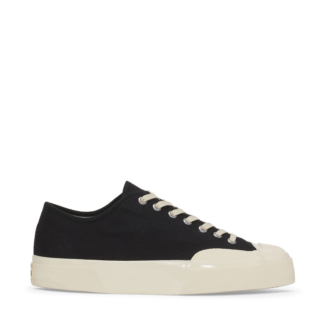 Unisex Black Low Cut Sneakers with Cotton Upper 01
