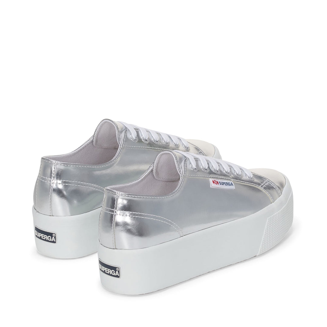 Woman's Platform Silver Sneakers with Synthetic Upper main