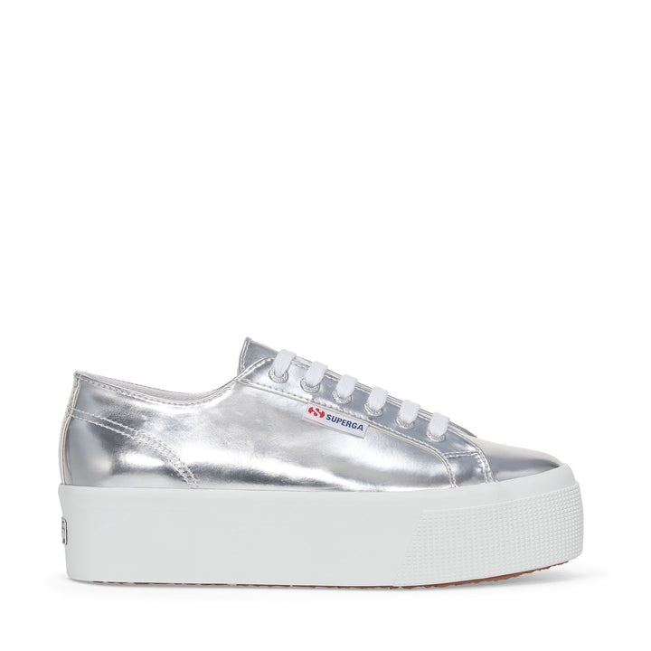 Woman's Platform Silver Sneakers with Synthetic Upper 1