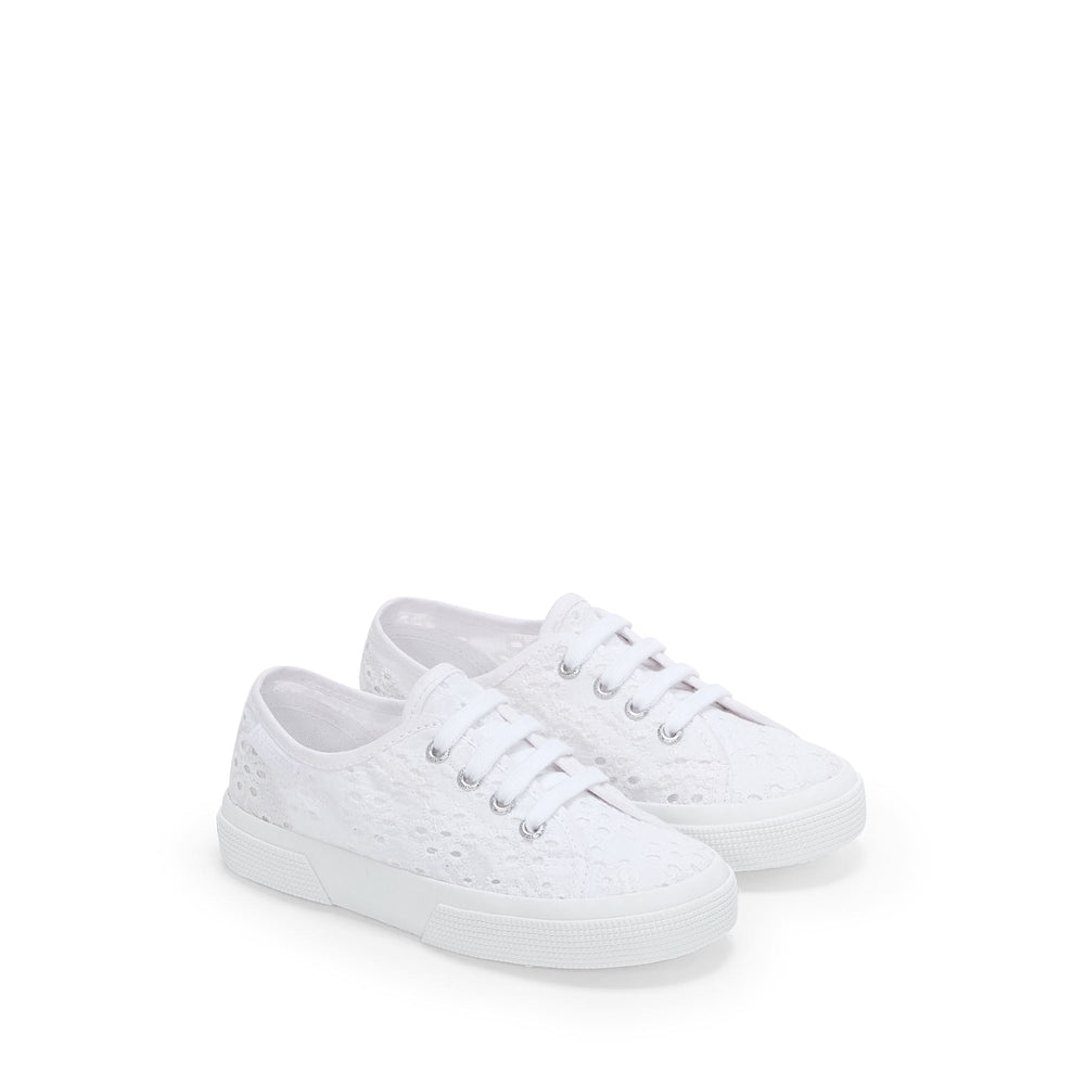 Girl's White Low Cut Sneakers with Cotton Upper 02