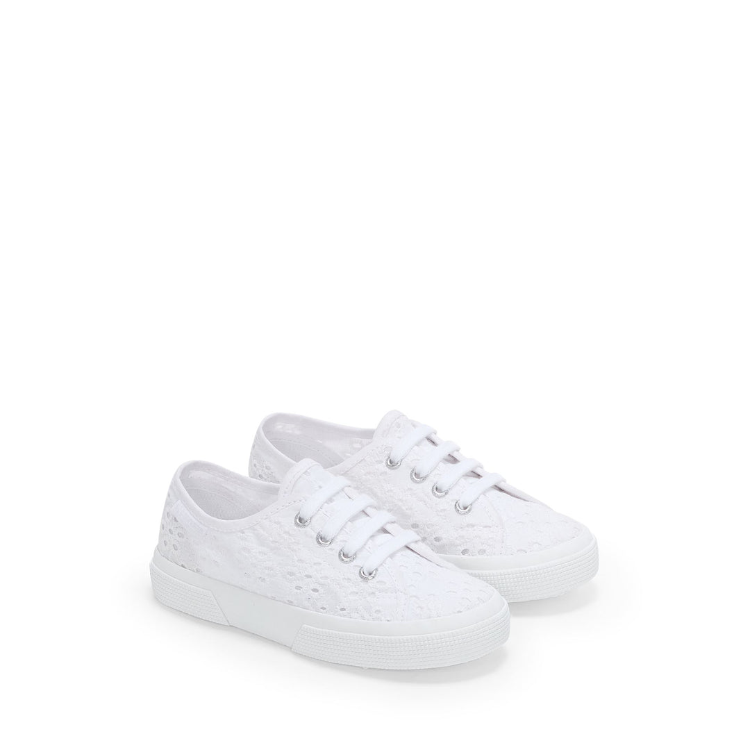 Girl's White Low Cut Sneakers with Cotton Upper main