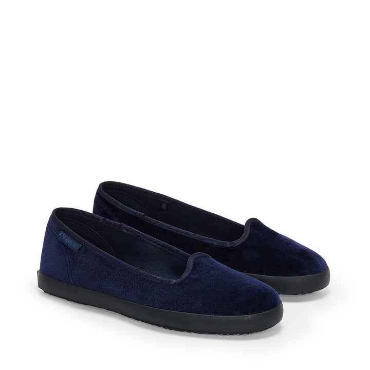 Ballerina da donna blu navy con tomaia in velluto 2