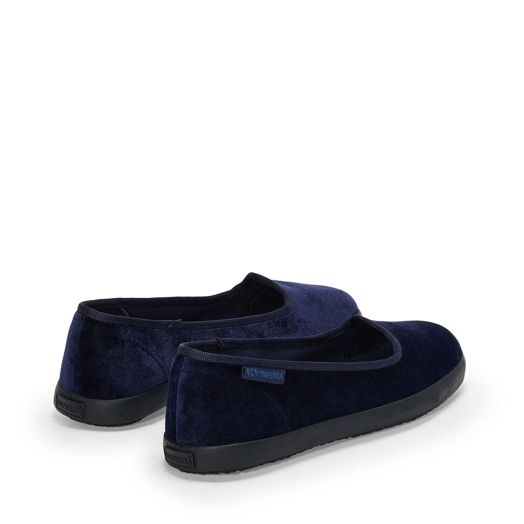 Ballerina da donna blu navy con tomaia in velluto main