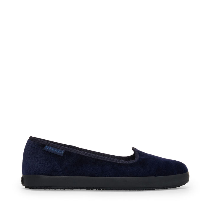 Ballerina da donna blu navy con tomaia in velluto 1